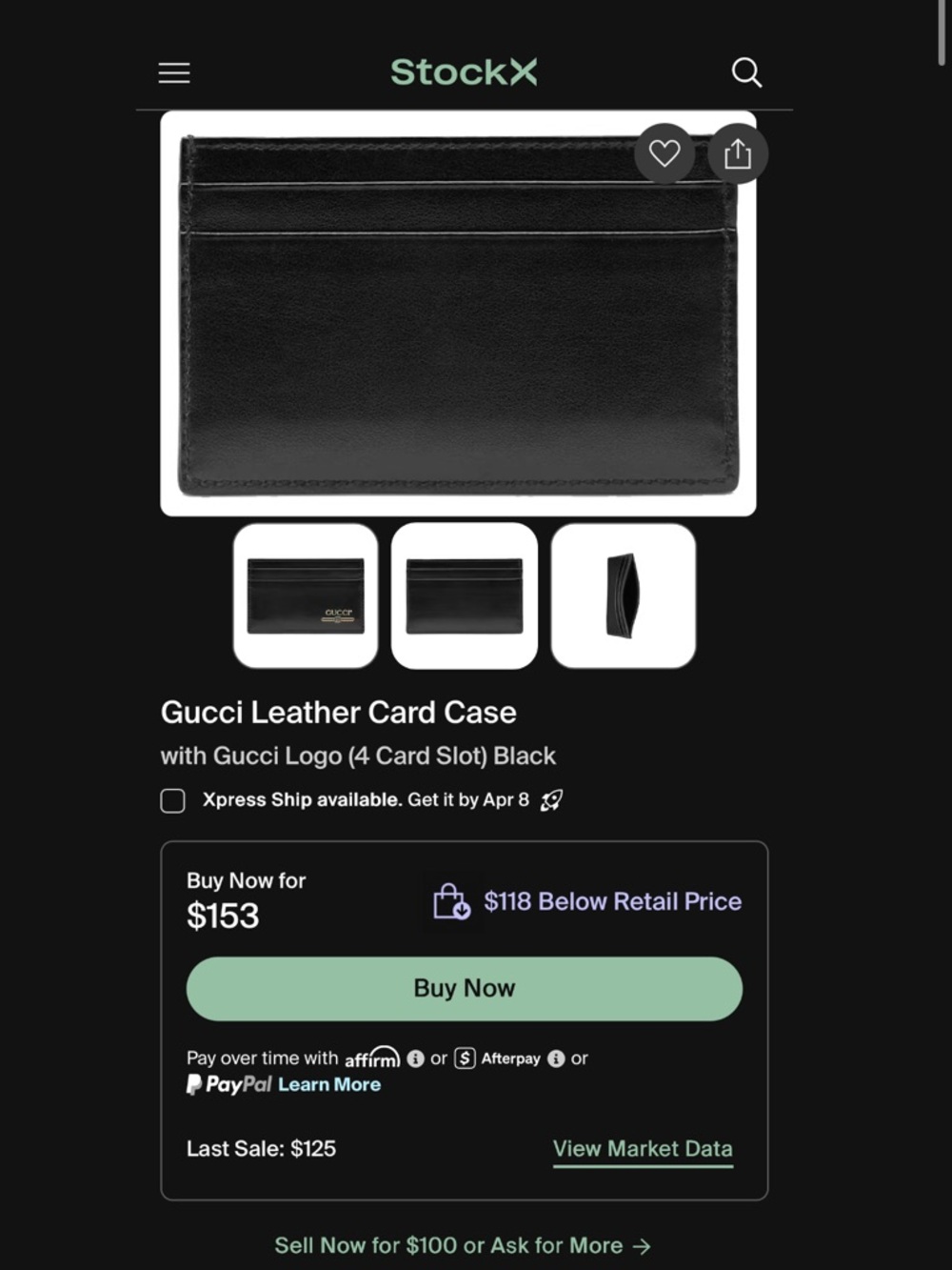 Brand New Gucci 4 Card Black Leather Card Holder - Picture 12 of 12